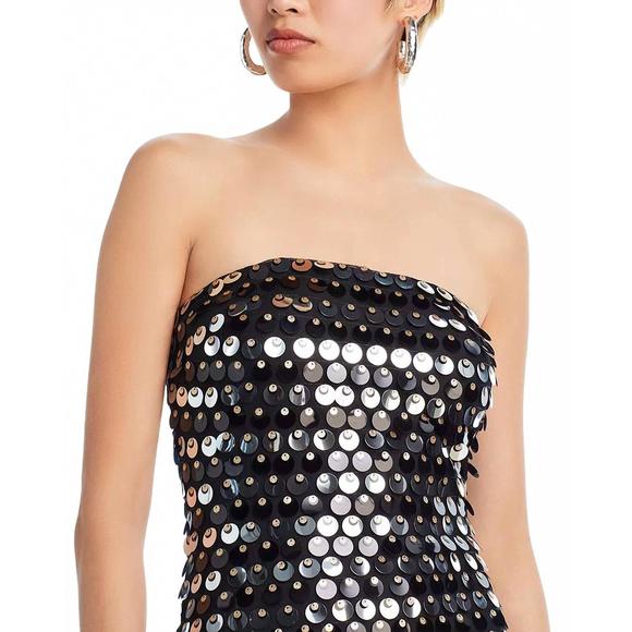 NEW THE NEW ARRIVALS giza paillette mini tube dress in black sequins